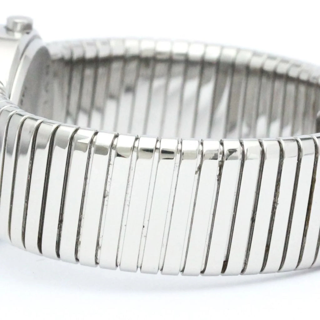 Pre-Owned Polished BVLGARI Tubogas Stainless Steel Quartz Ladies Watch BB26 2TS BF563995 (Good)