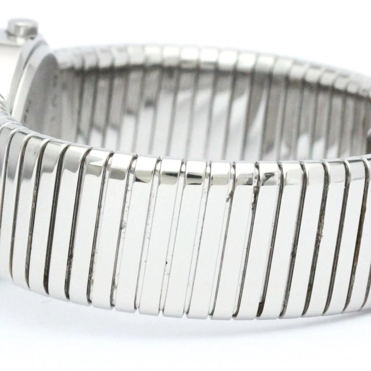 Pre-Owned Polished BVLGARI Tubogas Stainless Steel Quartz Ladies Watch BB26 2TS BF563995 (Good)