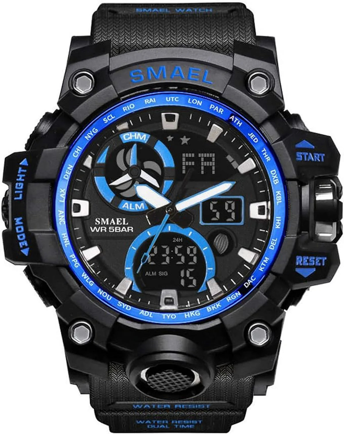 Military Men's Sports Analog Quartz Watch Dual Display Alarm Digital Watches with LED Backlight