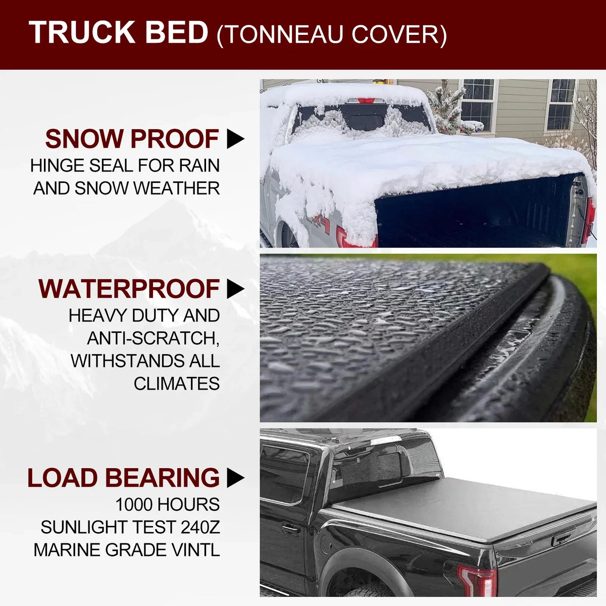 Kikito Vinyl Soft Roll-Up Tonneau Shield Truck Bed for 2007-2021 Tundra (Excl. Trail Edition) 6.5FT (78.7in) Bed (for Models With or Without The Deck Rail System)