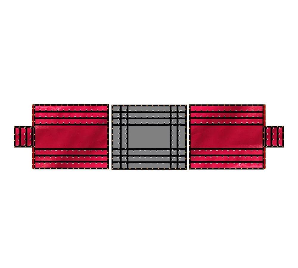 24' x 18' 3 Piece Red/Black Lumber Tarp for Heavy Duty Truck Cargo - 18 Oz Vinly Flatbed Tarps with 8' Drop - Waterproof Tarp for Trailers to Protect Cargo from Wind, Rain, Snow and Sun