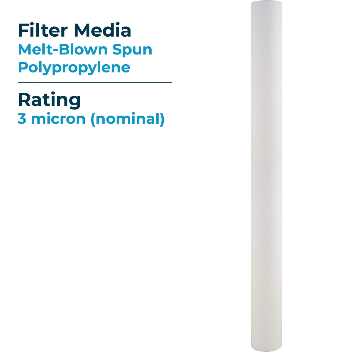 SpiroPure SP-P3-30 30x2.5 3 Micron Spun Melt-Blown Polypropylene Sediment Water Filter Cartridge (Case of 20)