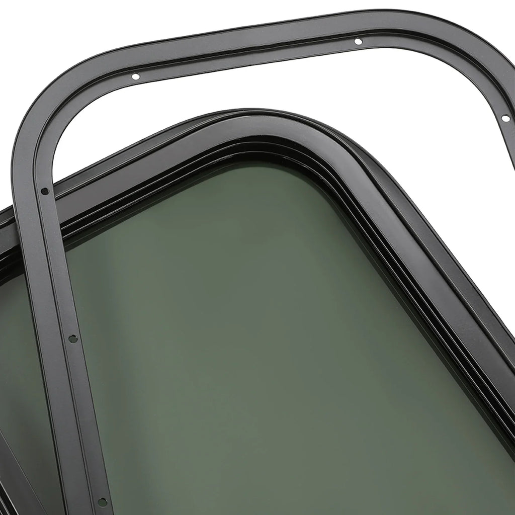 Kojem RV Window Black Universal for Camper Vertical Trailer Rip-Up Cargo Powder Coated Glass Steel