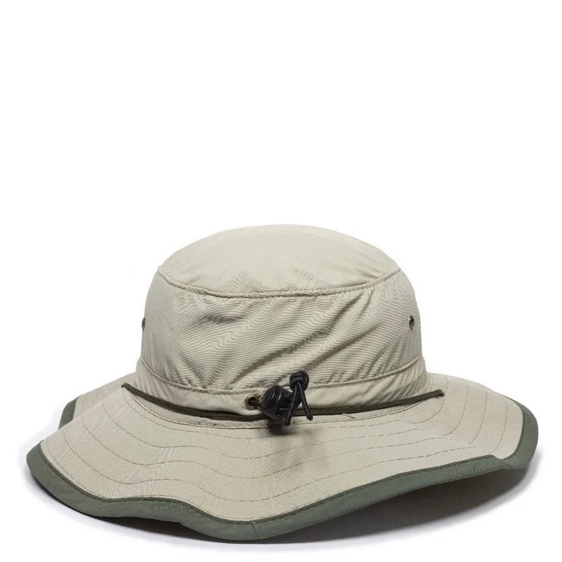 Outdoor Cap BH-600 Sunblock Explorer Hat Leather Chin Cord Khaki