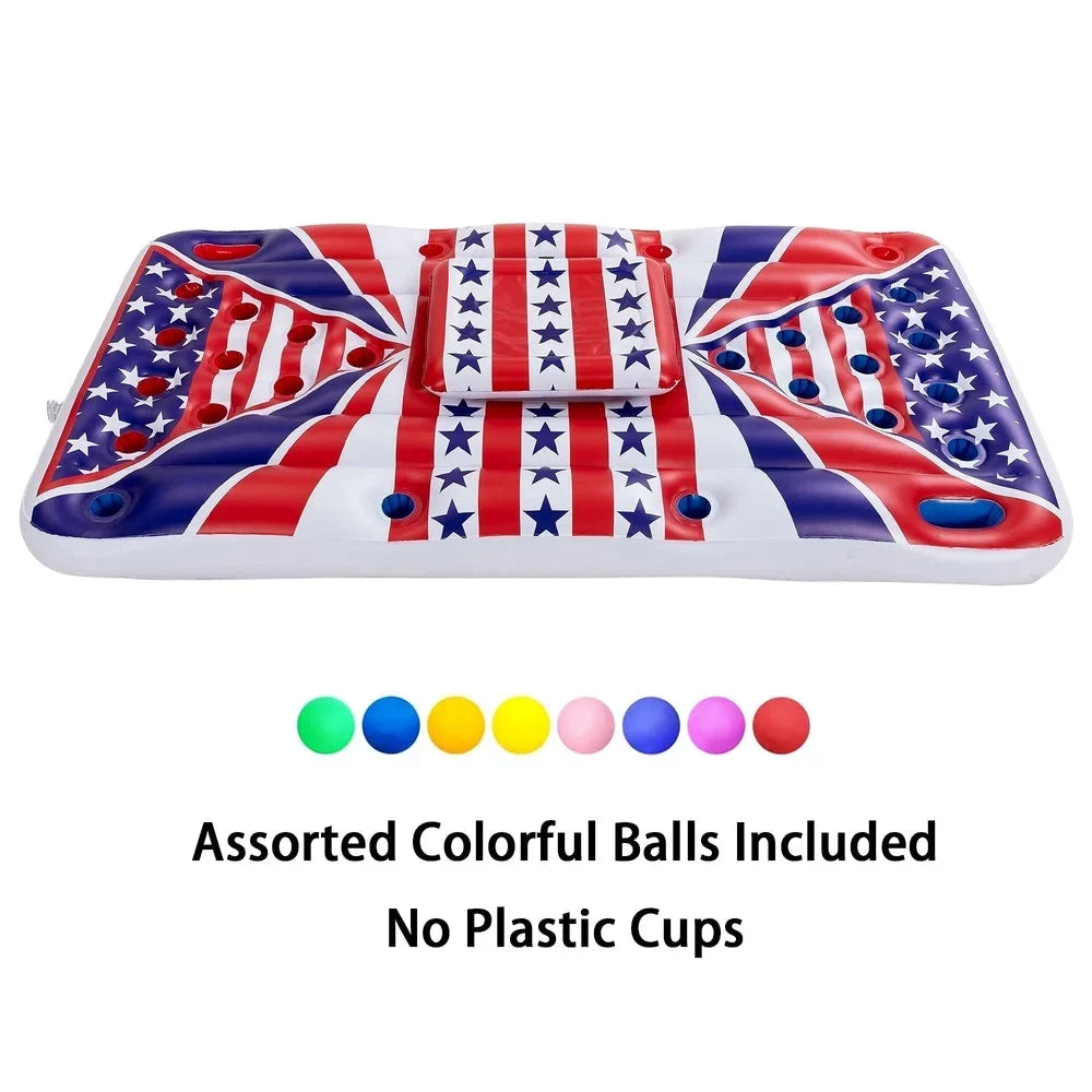n Flag Floating Beer Pong Float with Built-In Cooler
