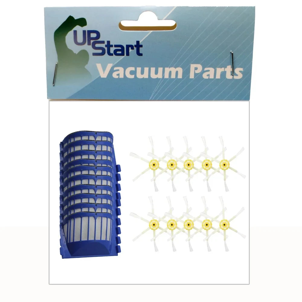 iRobot Roomba 620 Filters and Side Brushes - Kit Includes 10 AeroVac Filters and 10 6-Arm Side Brushes
