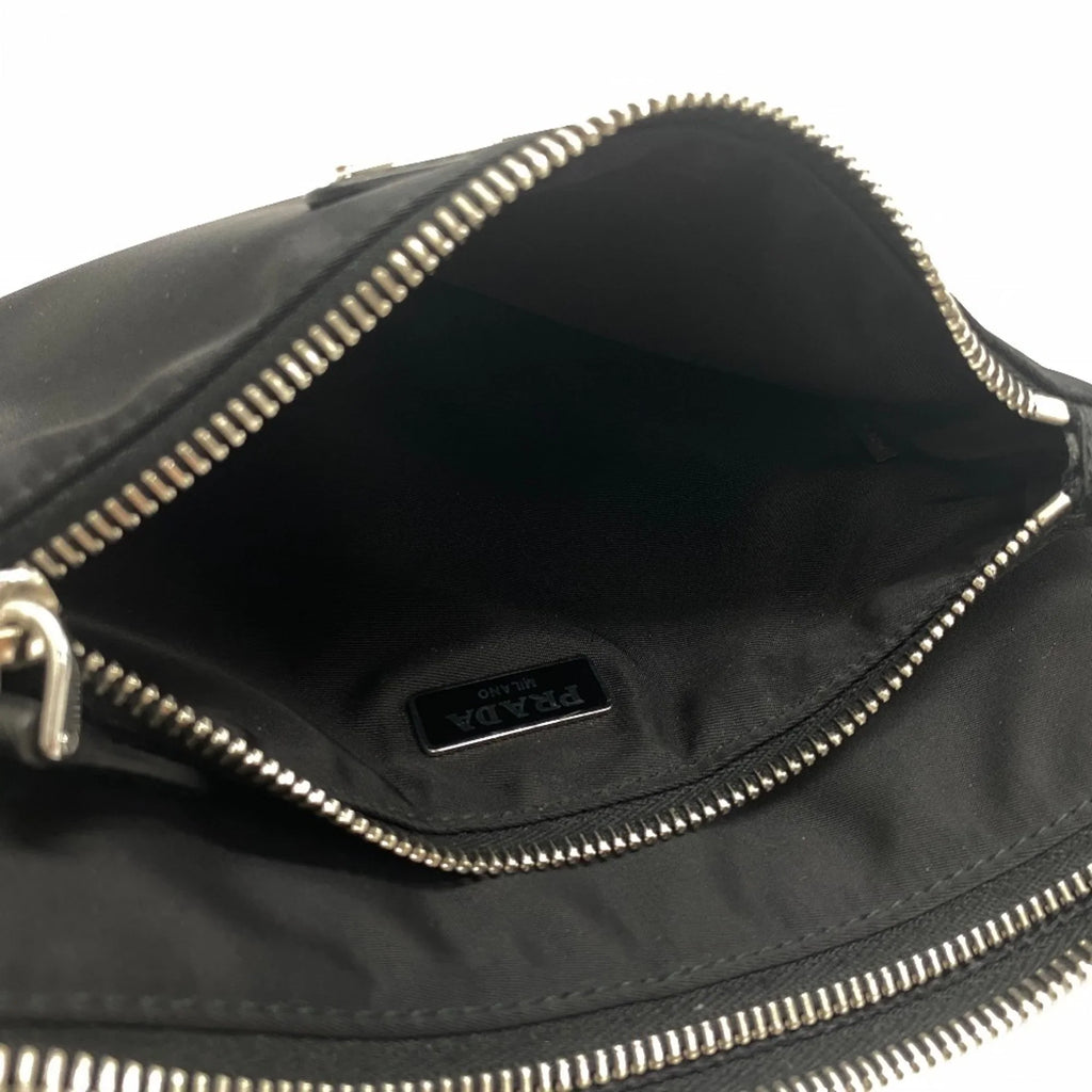 Pre-Owned PRADA 1BH168 Tessuto Triangle Plate Shoulder Bag Black Women's Z0006302 (Good)