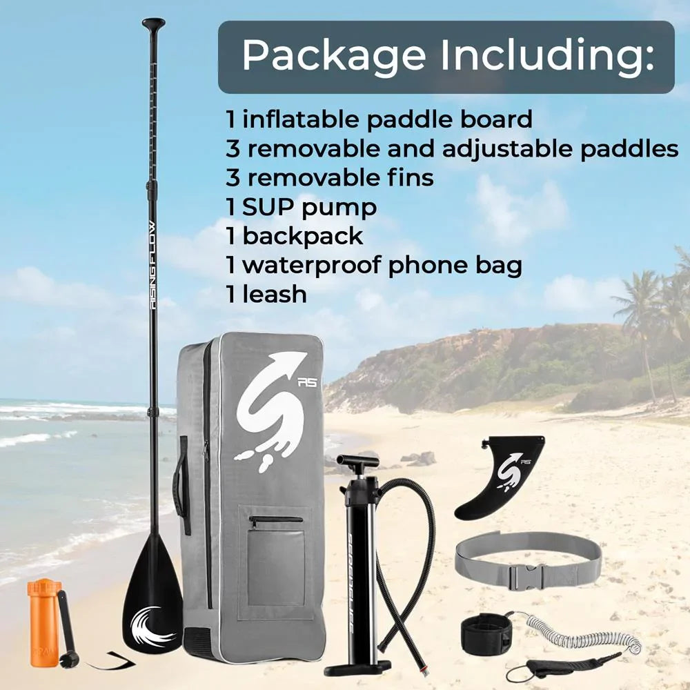 SereneLife Inflatable Stand-up Paddle Board (6 inches Thick) accessories & Carry Bag, Brown