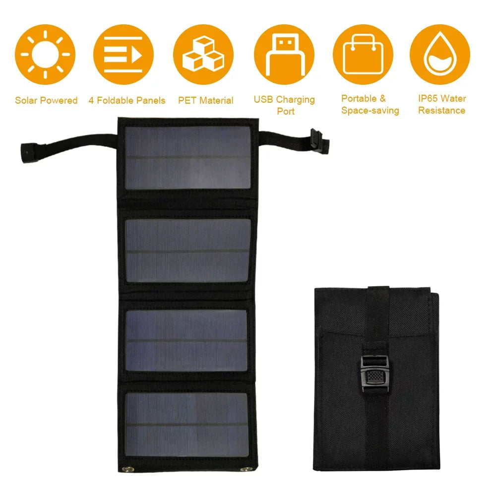 Carevas Solar Panel,Ip65 Water Resistance Usb Solar P-owered Solar P-owered Cell P-ower ank With Cell Bendable Ip65 Resistance P-ower ank Bendable Ip65 Water Outdoors With 4 Solar 4 Solar Panels