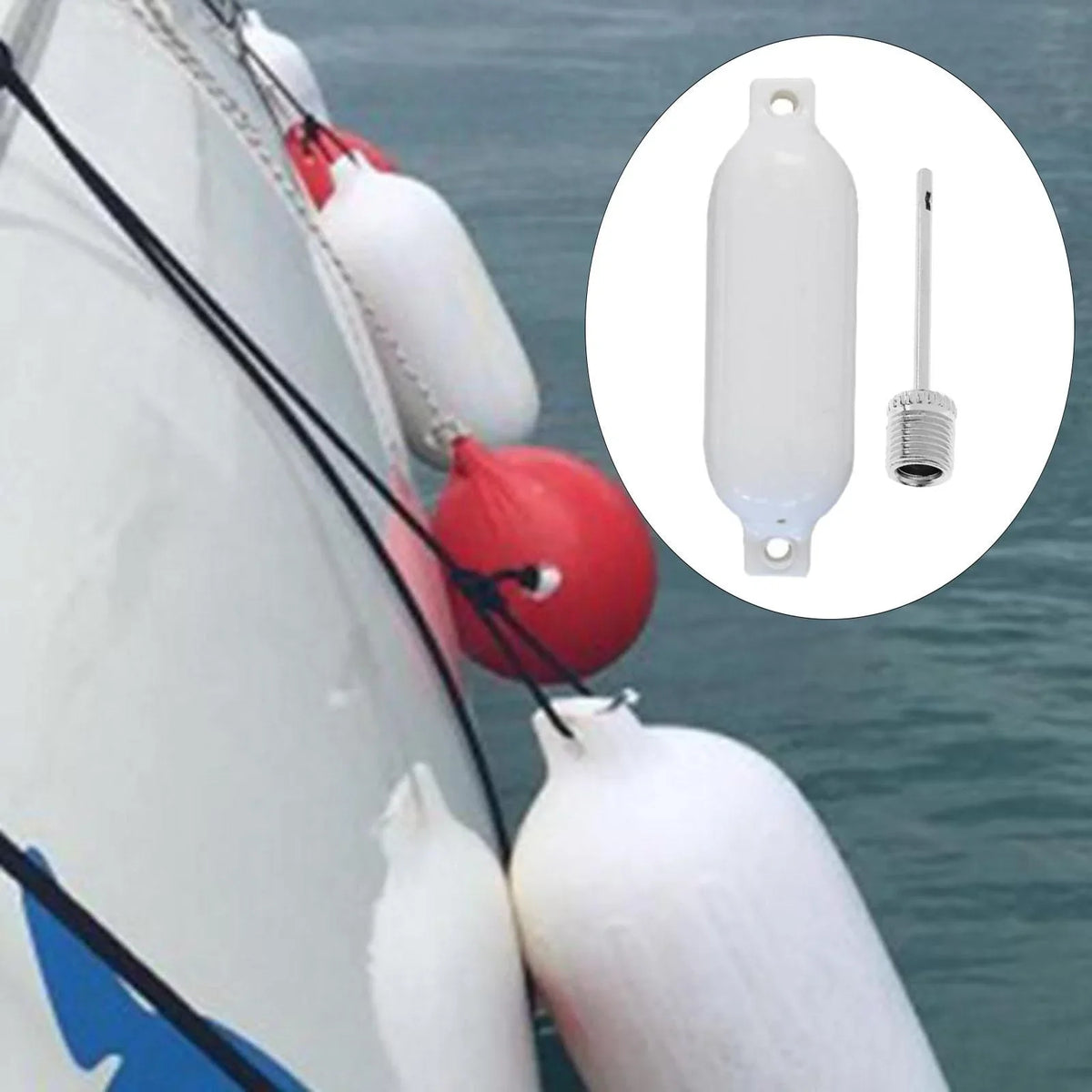 Vessel Ribbed Inflatable Craft Bumpers for Bass Craft Fishing Vessel White