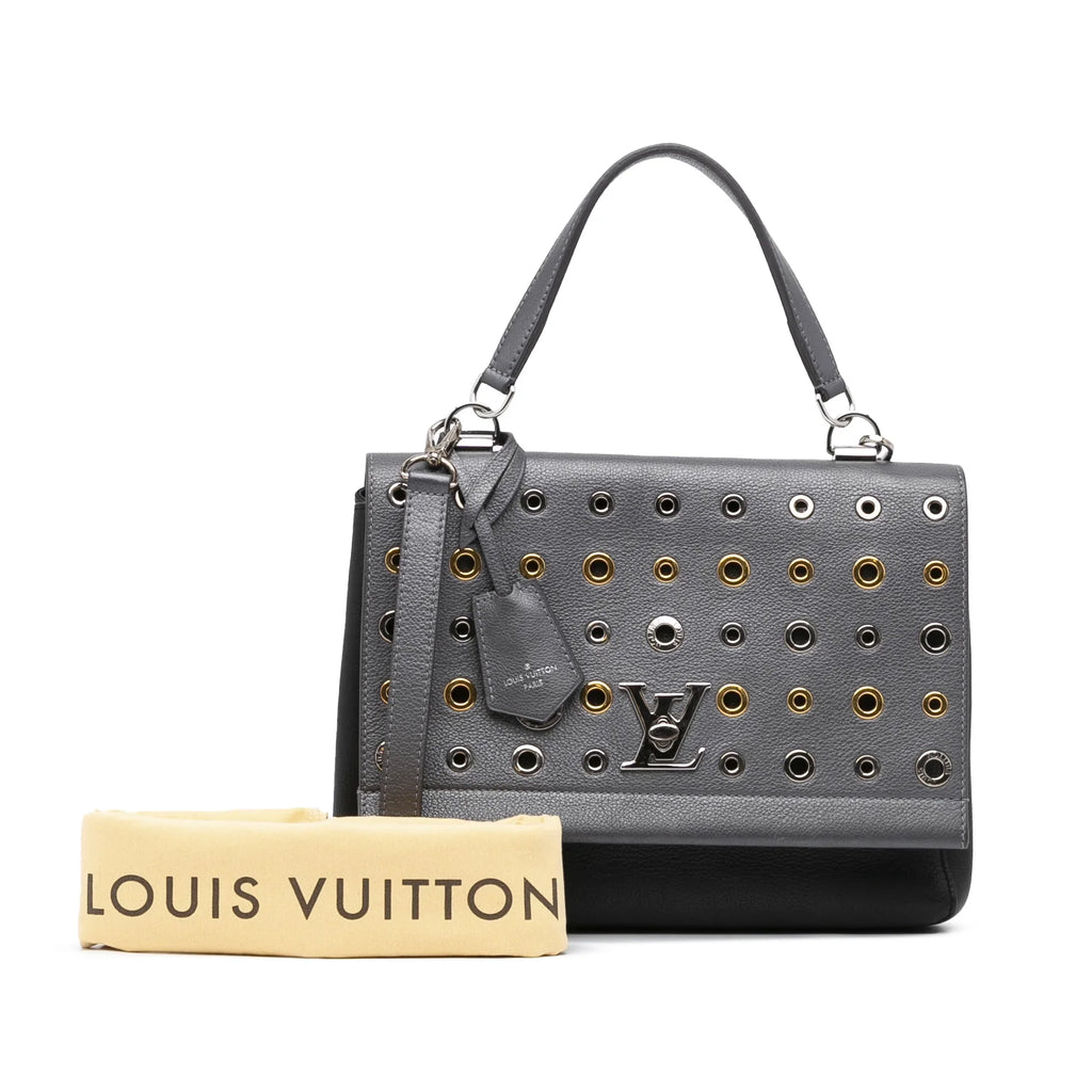 Pre-Owned Authenticated Louis Vuitton Eyelet LockMe II Calf Leather Gray Satchel Unisex (Good)