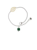 Delight Jewelry Silvertone Mini Green Four Leaf Clover with Heart Leaves - Goldtone Leaf Delicate , 6.25+1.75"