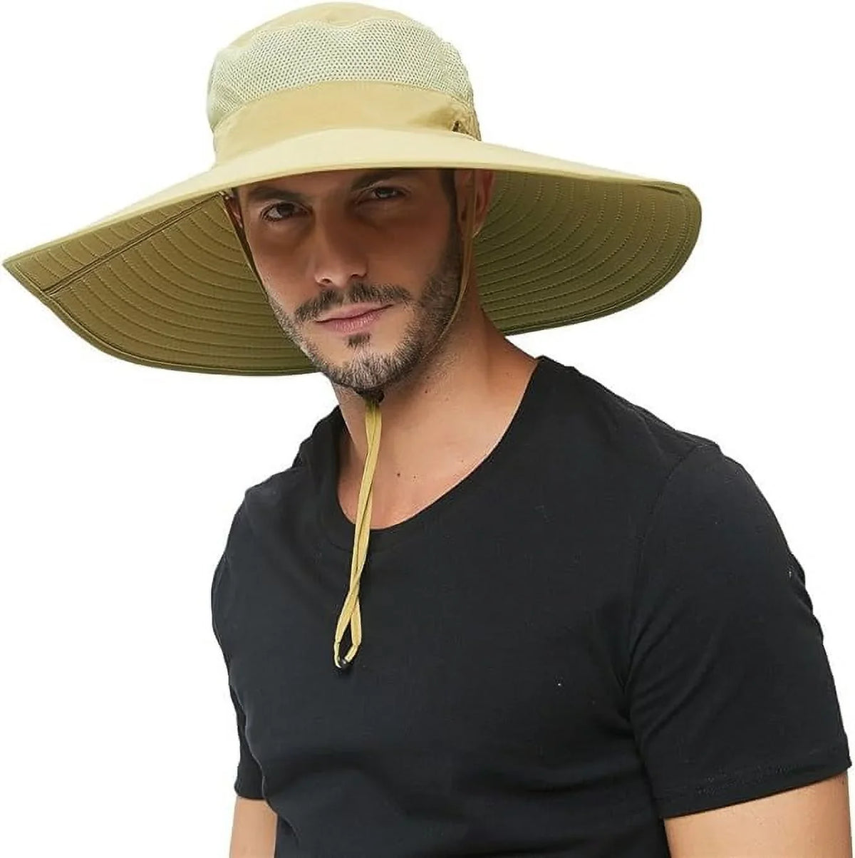 HLLMAN Super Wide Brim Sun Hat-UPF 50+ Protection,Waterproof Bucket Hat for Fishing, Hiking, Camping,Breathable Nylon & Mesh