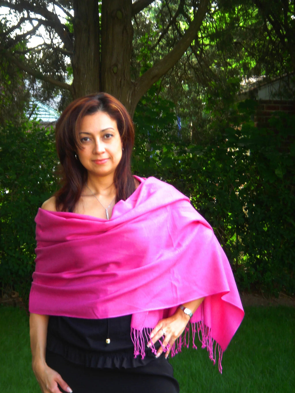 Shawl/Shawls/Scarf/Scarves/Wrap/Stole/Muffler/Cape/Ruana/Blanket/Throw/Pashmina Shawl/Cashmere Scarf/Wool/Silk (Hot Pink Regular Shawl)