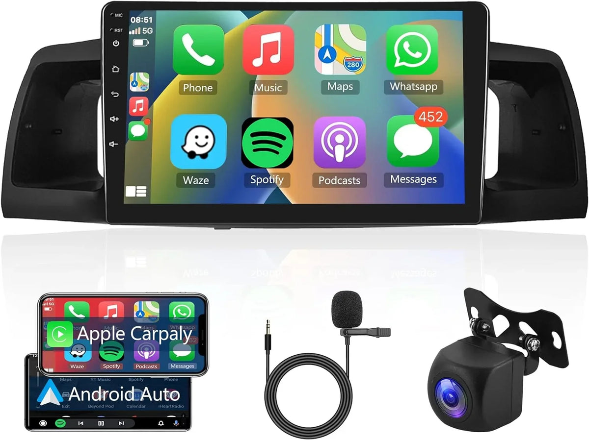 THONZER 1G+32G Android 9 Inch Car Stereo for Toyota Corolla ex 2007-2012 with Wireless Carplay, Rimoody Touch Screen Car Radio Bluetooth GPS WiFi FM Mirror Link RCA USB SWC + Backup Camera