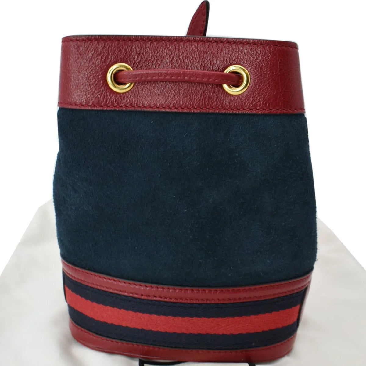 Pre-owned GUCCI Ophidia Mini Leather Trimmed Suede Bucket Bag Blue 550620