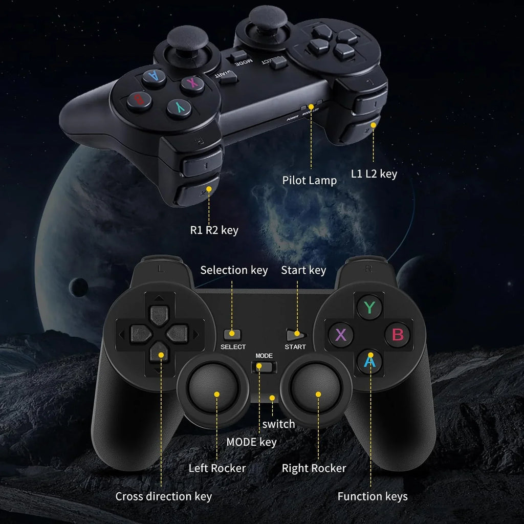 Retro Game Console Stick, 64G Nostalgia Game Stick with 20000+ Video Games, 9 Emulator Console Plug and Play for TV, Retro Play Compatible with Arcade/Maze, 4K HD Output, 2.4GHz Wireless Controllers