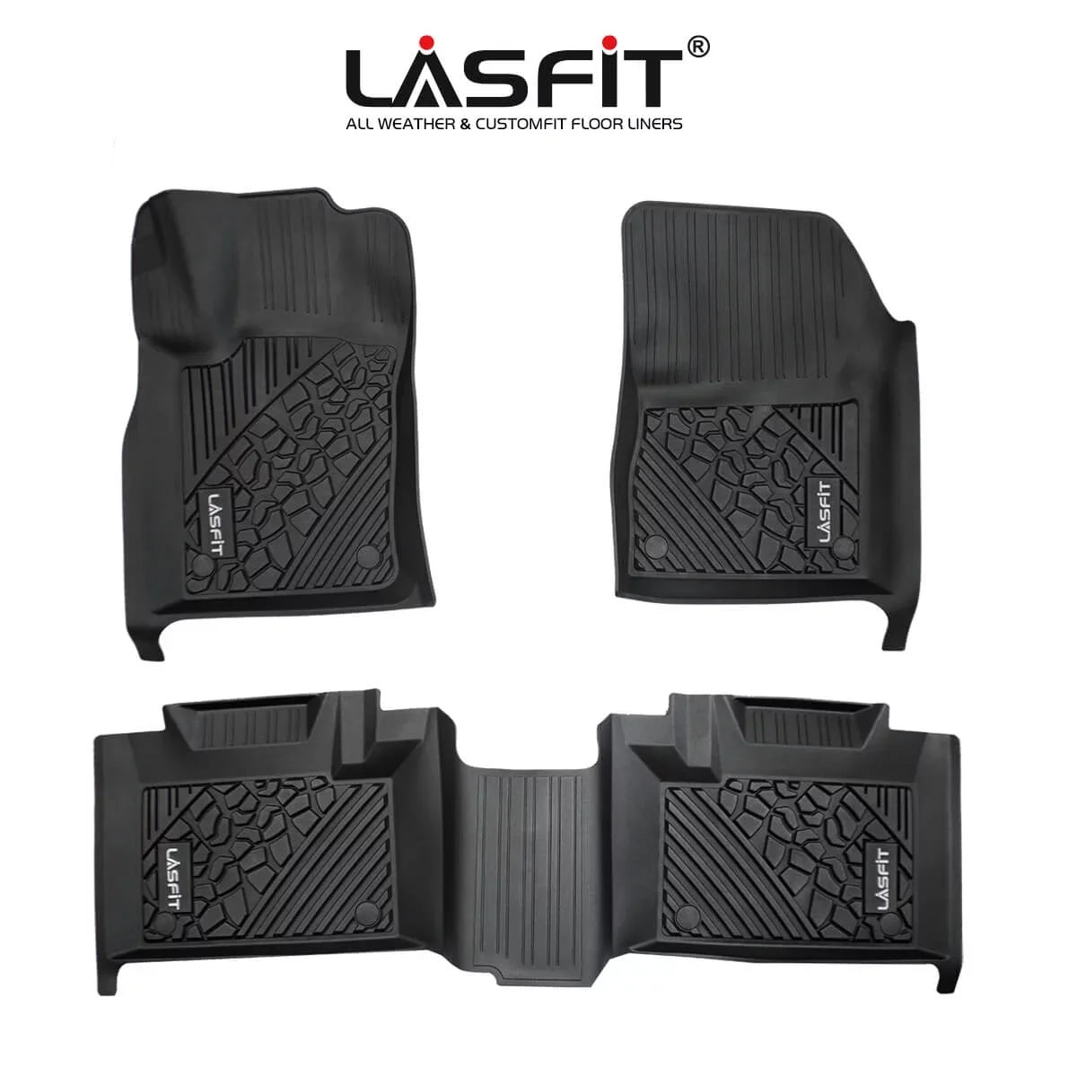 LASFIT Car Floor Mats for 2016-2021 Dodge Durango (2nd Row Bench Seat Only) / Jeep Grand Cherokee(NO Jeep Cherokee), All Weather TPE Floor Liners Set, 1st and 2nd Row, Black