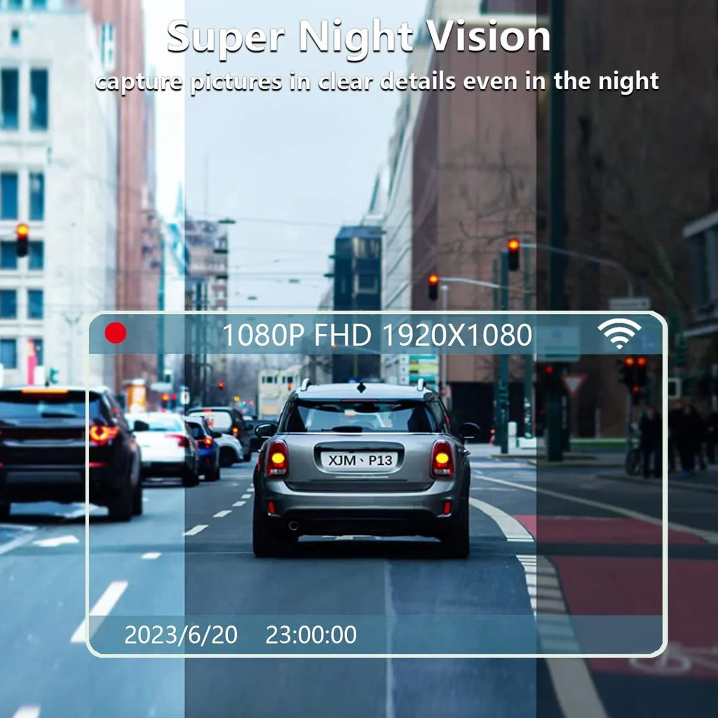 Dash Cam Front and Rear, 1080P Full HD Dash Camera for Cars, 64G SD , 2.45 inch IPS Screen, Night Vision, WDR, 2