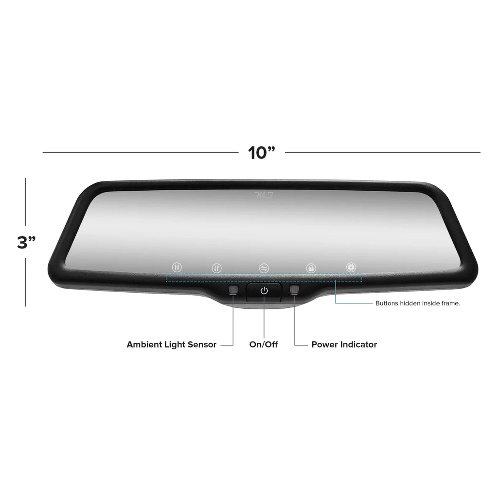 Master Tailgaters 10" IPS LCD Rear View Mirror with 1080p DVR, 140° Dash Cam, and Backup Camera Included for Complete Vehicle Monitoring- Universal Fit for All Cars