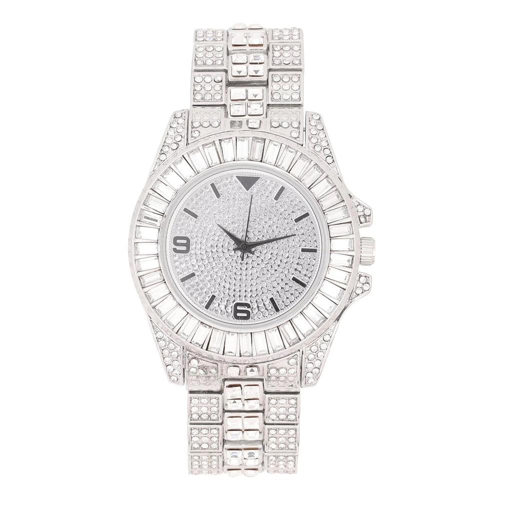 King and Queen Bling'ed Out His and Hers Hip Hop Matching Watch Set - Perfect for Today's Power Couple on Point - ST10327ML His/Hers (ST10372Slv Silver)