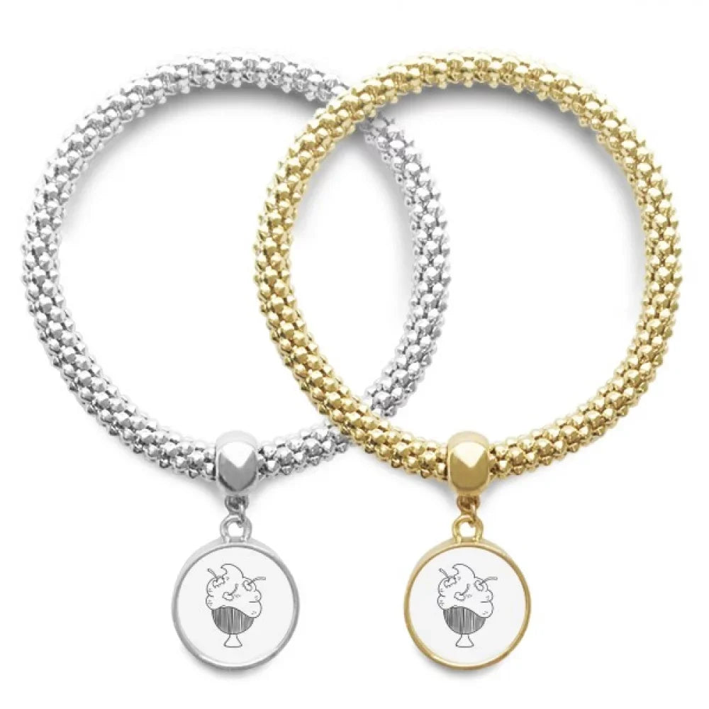Black Line Cherry Cup Ice Lover Wristlet Pendant Jewelry Couple Chain