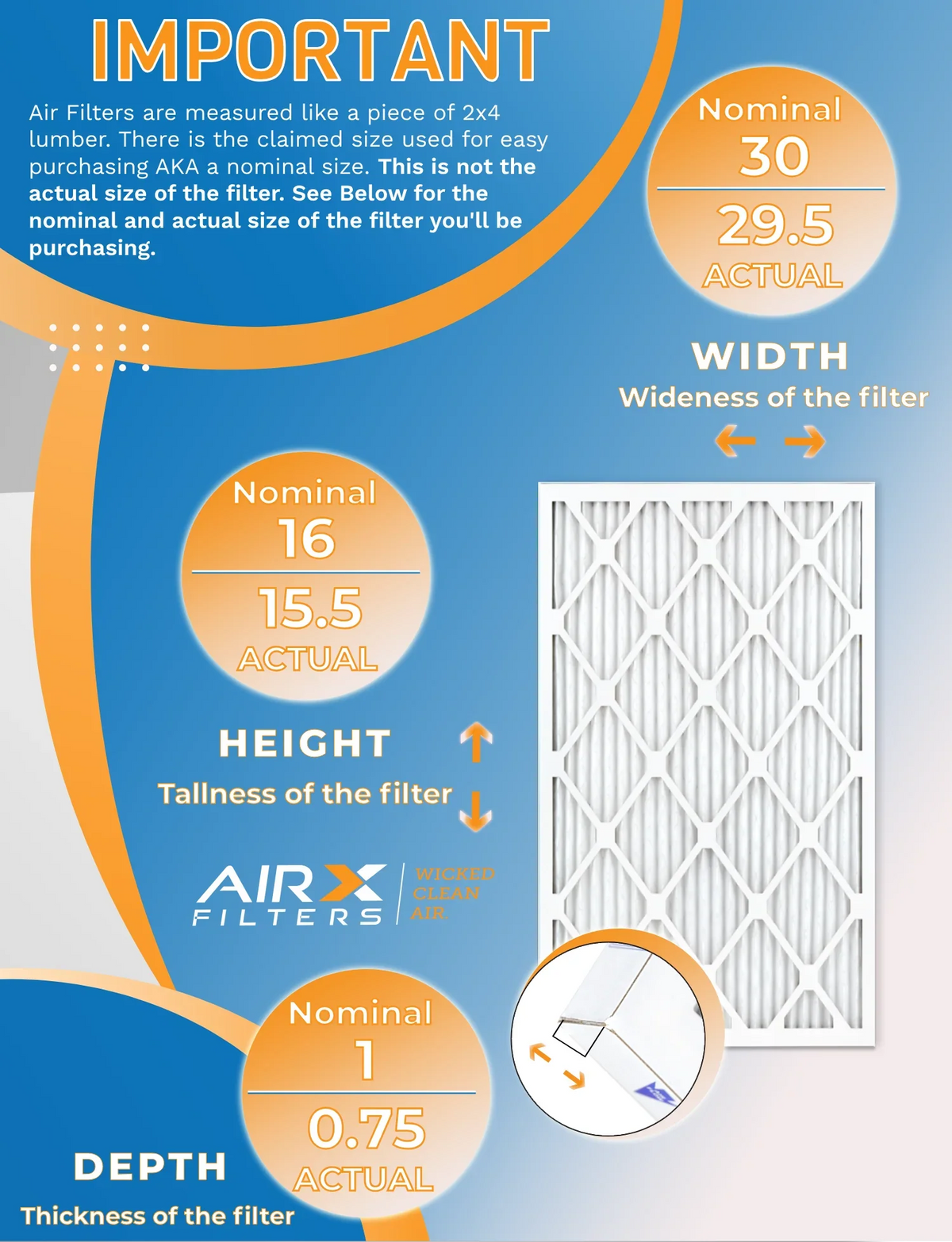16x30x1 Air Filter MERV 13 Rating, 12 Pack of Furnace Filters Comparable to MPR 1500 - 2200 & FPR 9 - Made in by AIRX FILTERS WICKED CLEAN AIR.