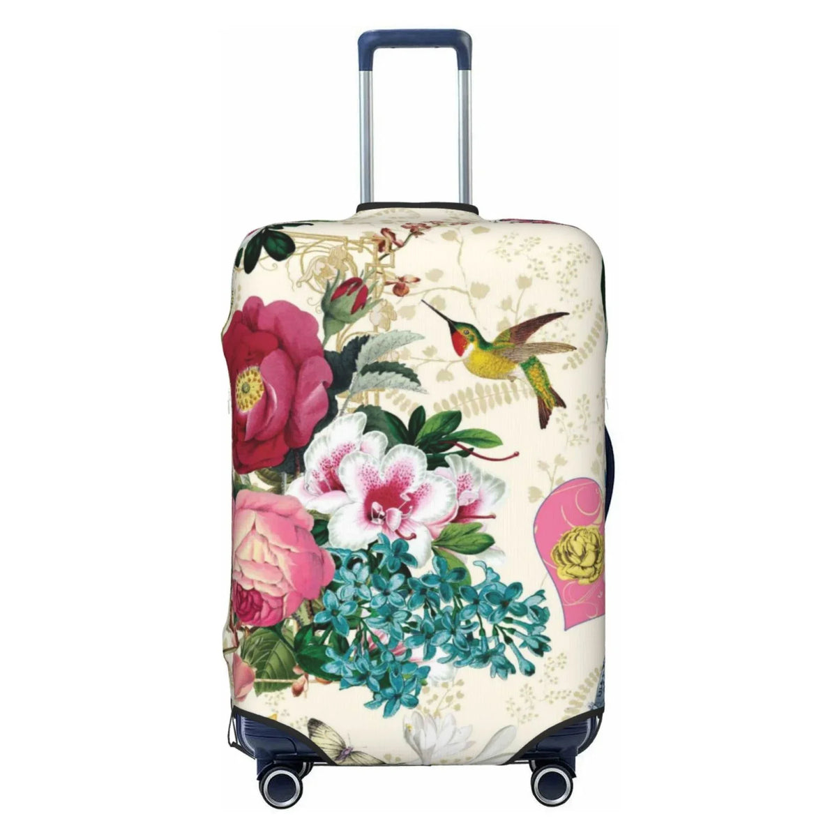 Easygdp Bird Butterfly Rose Print Elastic and Washable Suitcase Protective Protection with Hidden Zipper Fits 18-32 inch Luggage -Medium