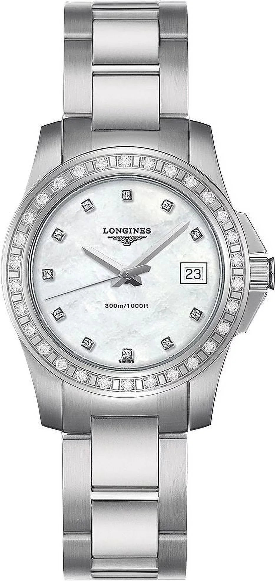 Longines Conquest White Pearl & Diamonds Women's Watch L3.258.0.88.6