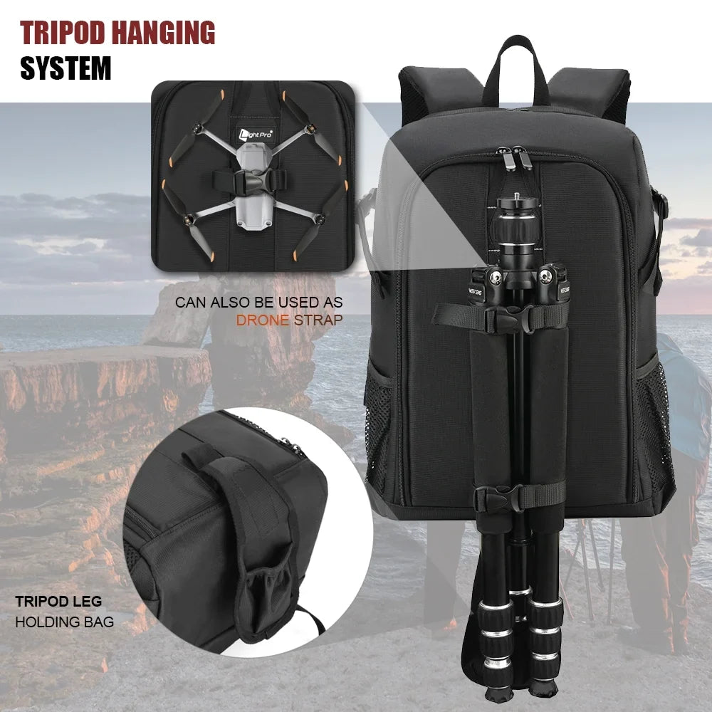 Big Capacity Photography Camera Waterproof Shoulders Backpack Video Tripod DSLR Bag Drone Case w/ Rain Wrap for Canon Nikon Sony Pentax