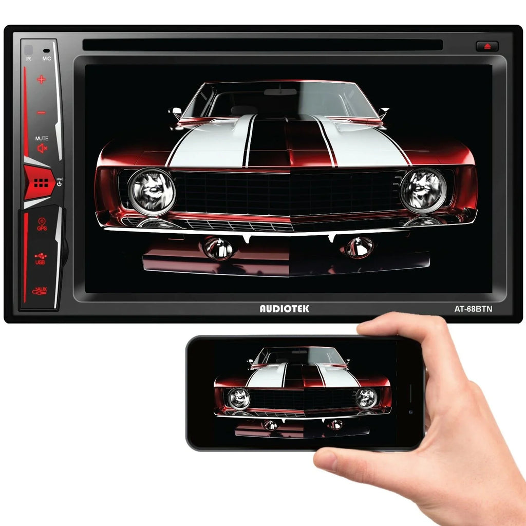 Audiotek AT-68BTN 6.2" Touch Screen Radio Mirror Link+ Rearview Camera XV95BK Bundle