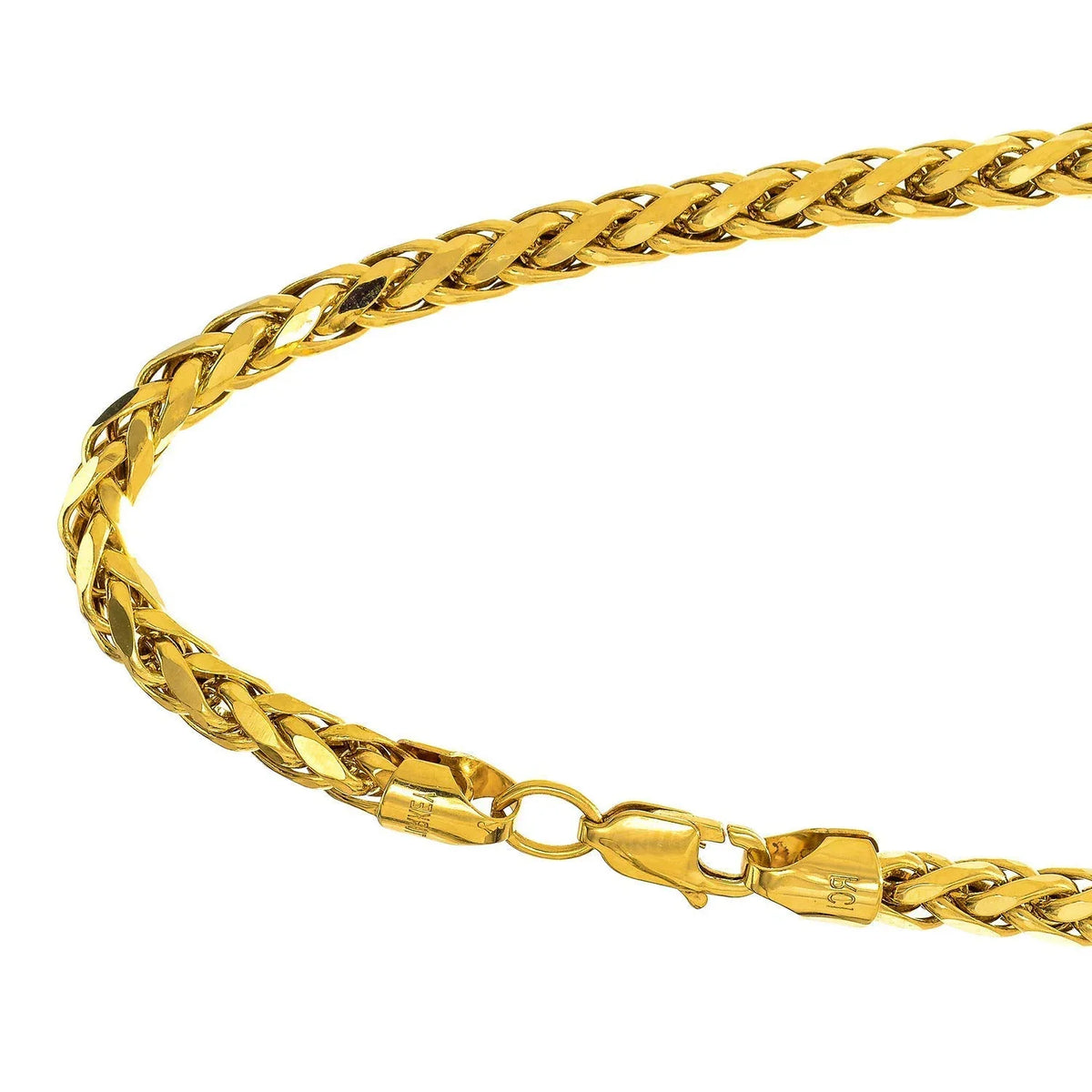 JewelStop 14k Semi-Solid Yellow Gold 4.1mm Diamond-Cut Lite Franco , Lobster Claw- 8 Inches, 5.6gr.