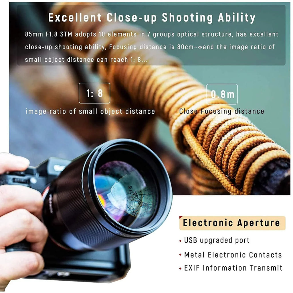 Viltrox 85mm F1.8 STM Full-Frame Sony E-Mount Camera Lens Support AF Auto Focus for Sony A7III A7RIII A7SII A7II a6500 a6400 a6300- Black