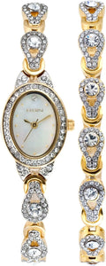 Elgin Adult Female Glitz Mother of Pearl Dial Watch and Set - EG8013ST-A03
