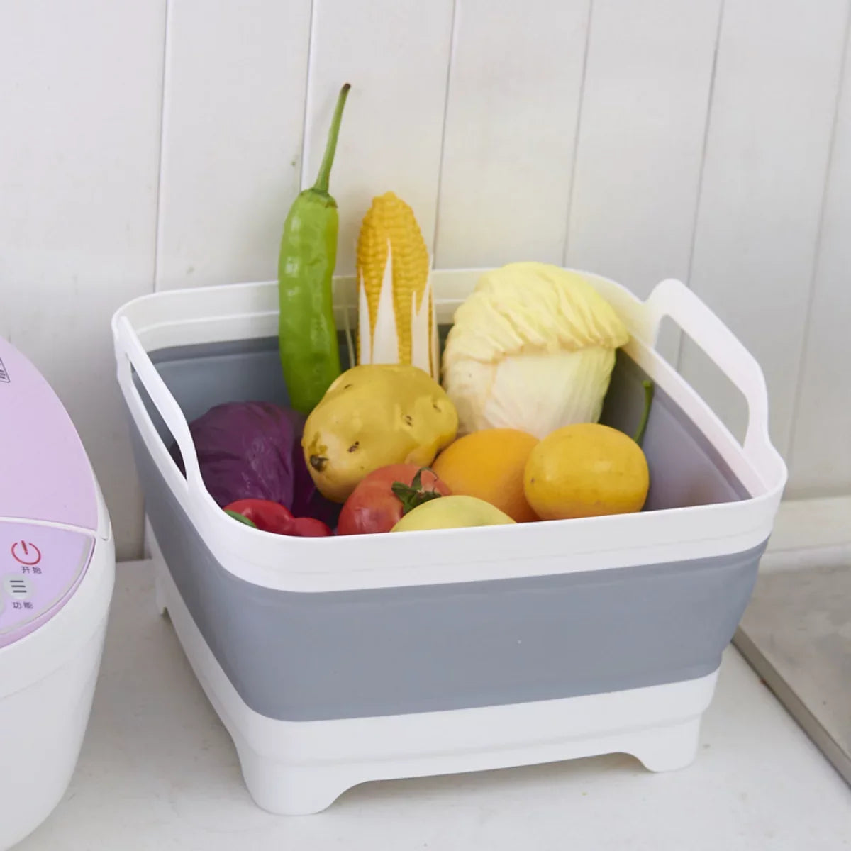 Imoment 2.4 Gal(9L) Collapsible Dish Tub Portable Sink,Folding Laundry Tub,Washing Basin with Draining Plug(Gray)