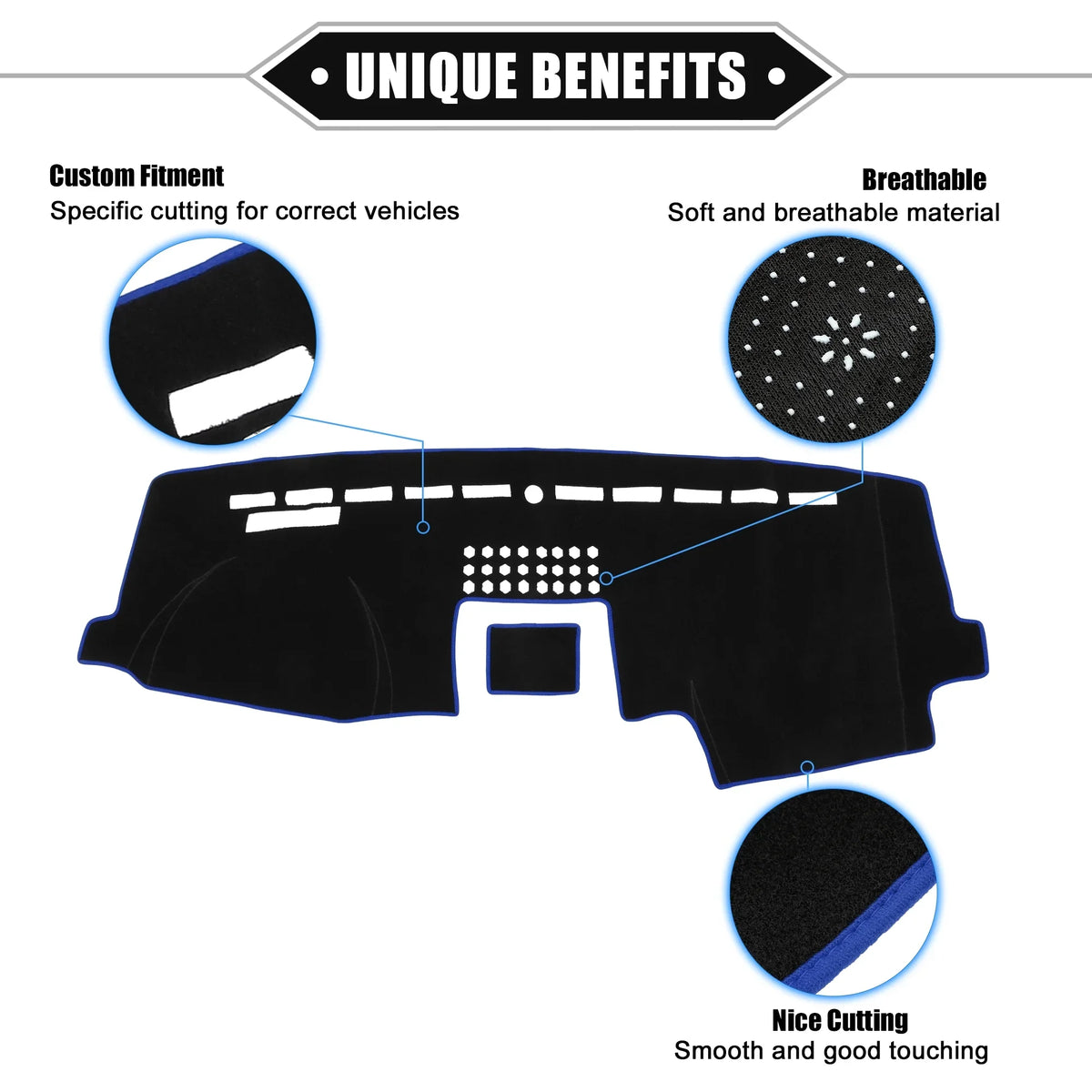 Unique Bargains Car Center Console Dashboard Protection Mat for Ford F150 2015-2020 Protective Polyester Black Blue