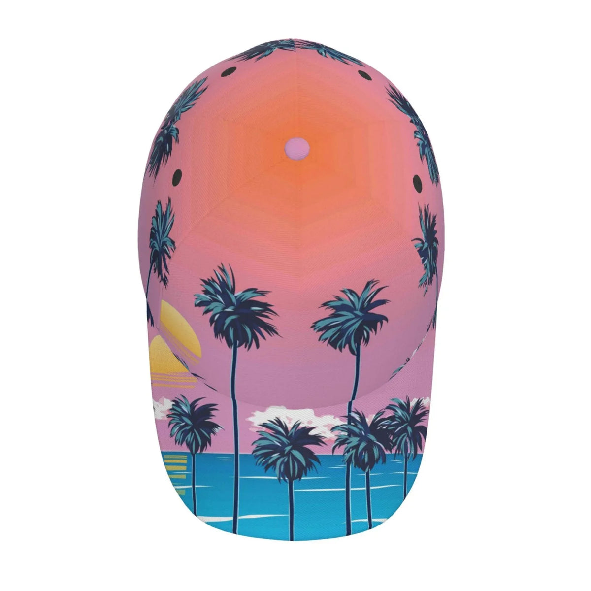 Coaee Beach With Palm Trees Adjustable Fashionable Curved Brim Baseball Cap Outdoor Hat, Uv Protection And Non-Stuffy Baseball Cap