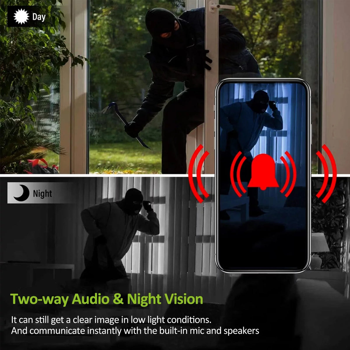Nebublu 1080P Cameras with Color Night Vision, Smart Motion Detection, IP65 Waterproof , Keep Your Home Safe and Secure