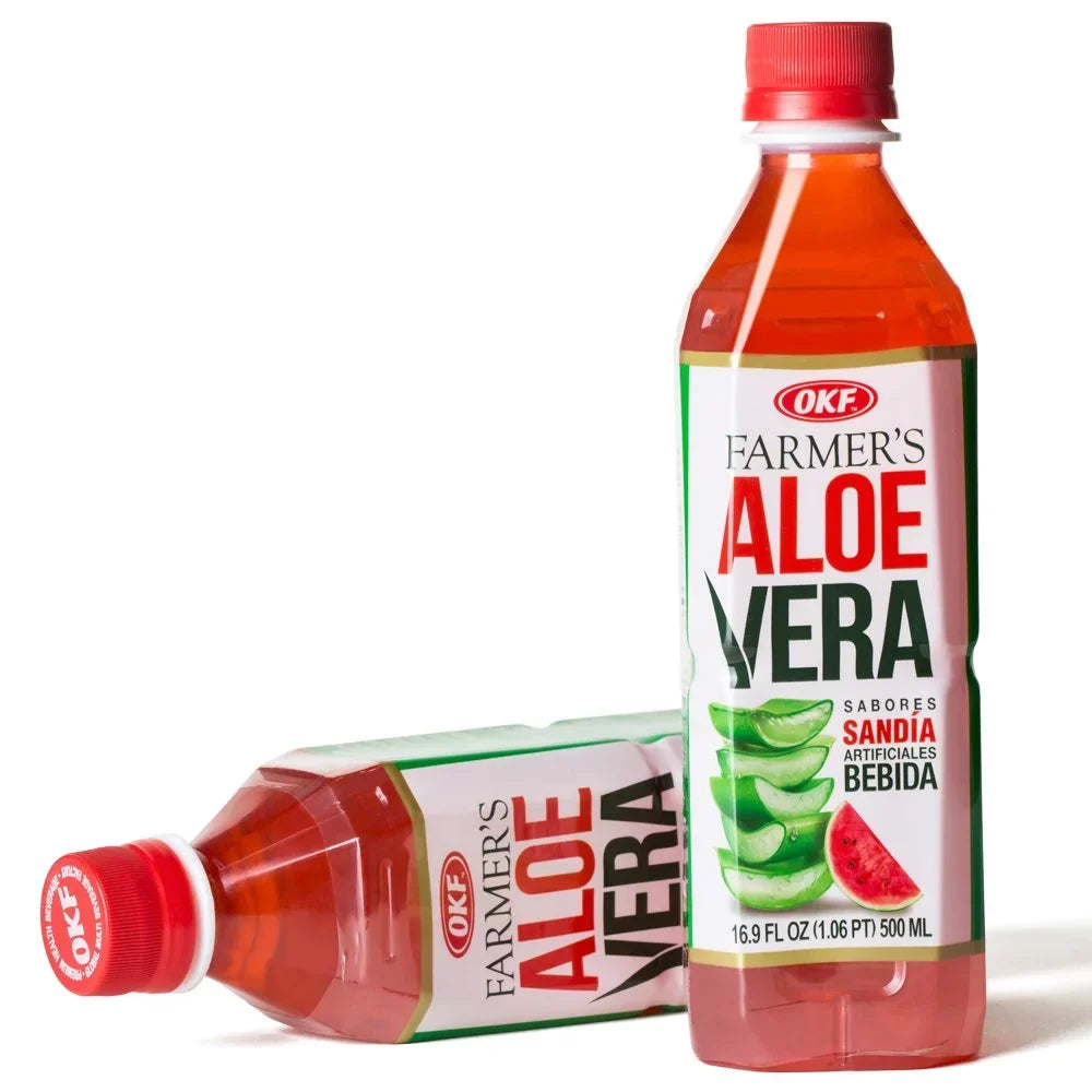 OKF Aloe Vera Watermelon Drink, 16.9 Ounce (10 Pack) - No Preservatives or Additives