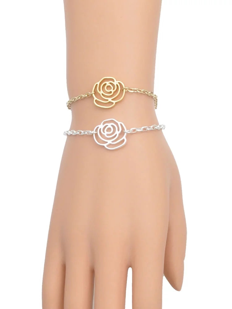 Delight Jewelry Resin Hot Pink Love Snail Gold-tone Flower Link Chain , 6.75"+2" Extender