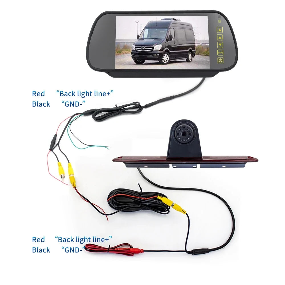 7in Brake Light Backup Camera for Mercedes-Benz Sprinter/VW Crafter Vans LED Light Parking (with Monitor)