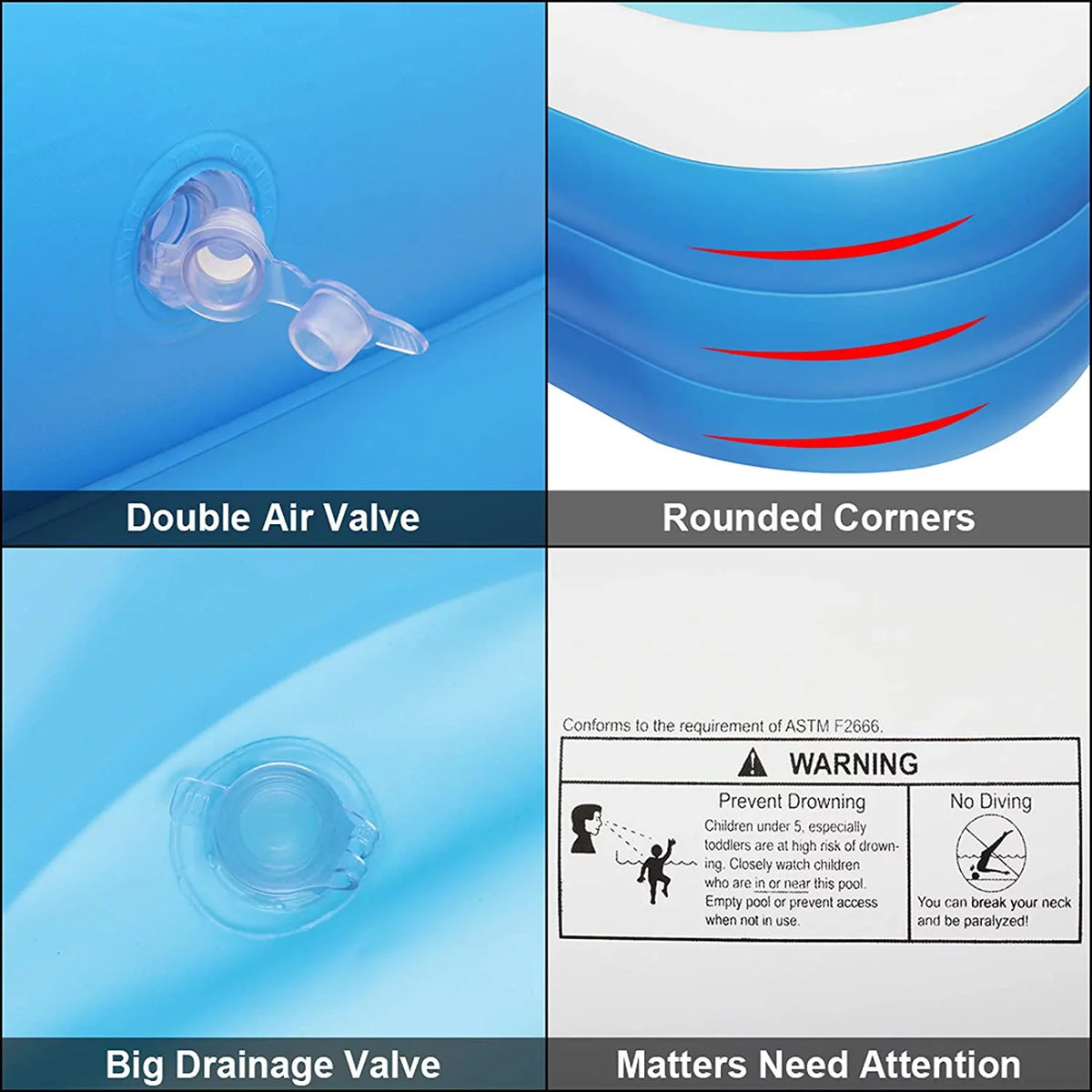 Moselota 120" x 72" x 22" Inflatable Swimming Pool - Wall Thickness 0.4mm Blue