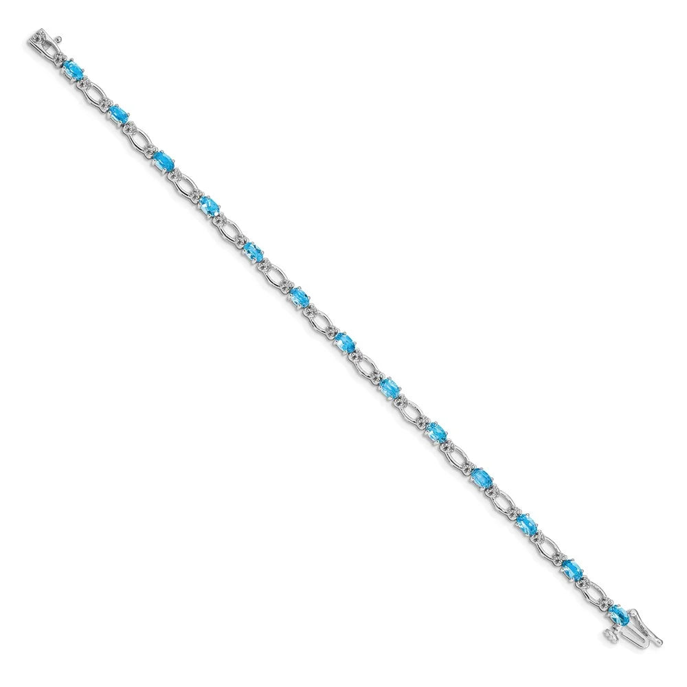 14k White Gold Diamond and Blue Topaz QBM4491-BT-010-WA