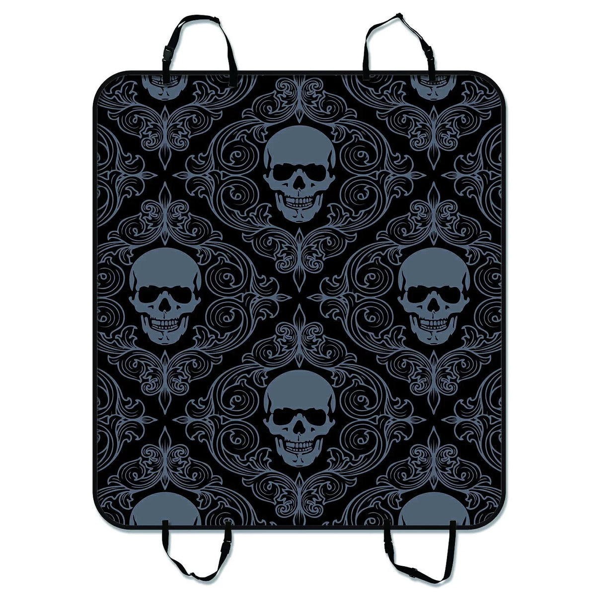 GCKG Dark Balck World Design Skull With Lacy Pattern Pet Car Seat Shield Dog Car Seat Mat Hammock Cargo Mat Trunk Mat For Cars Trucks and SUV 54x60 inches