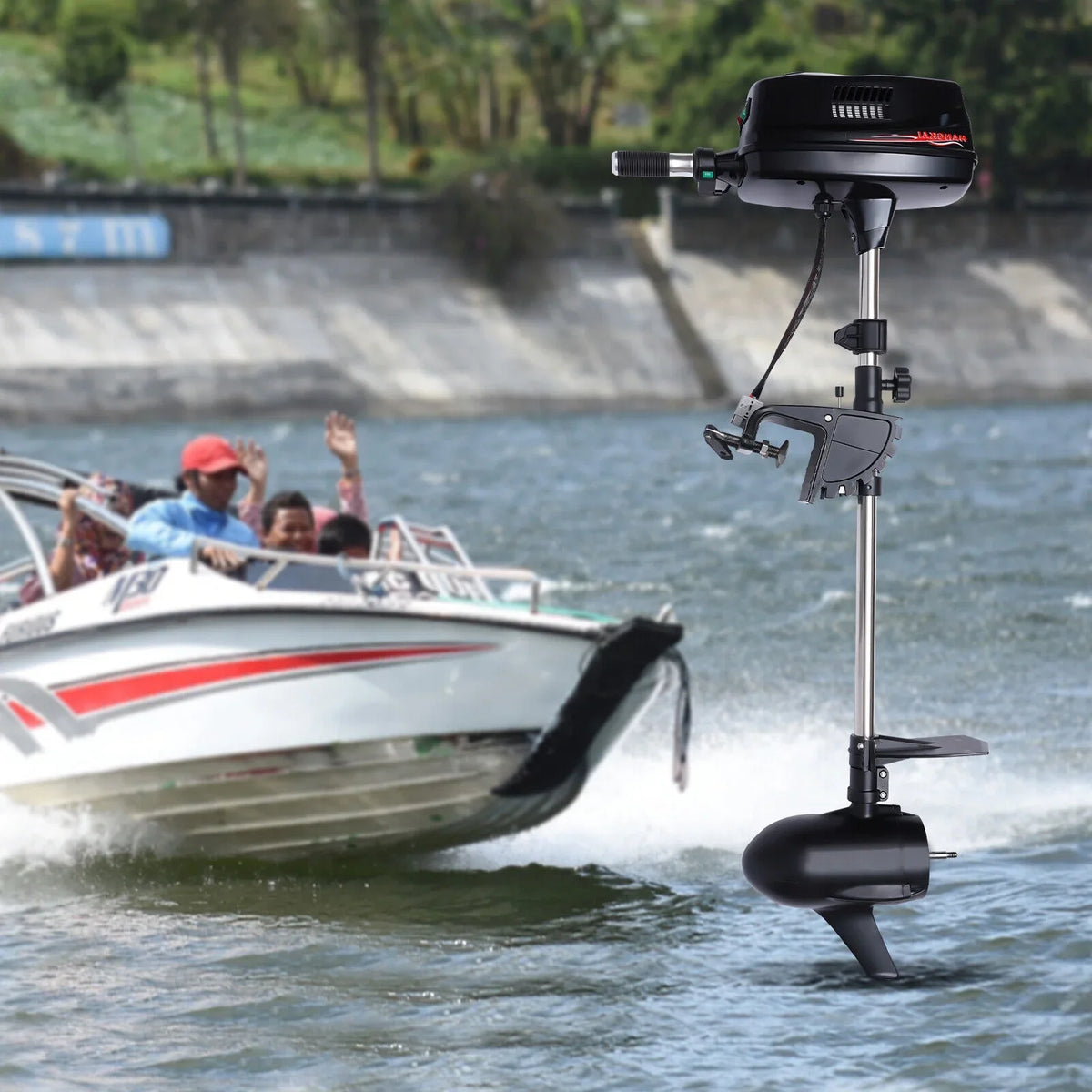 ZhdnBhnos 2.2KW 60V 10HP Heavy Duty Outboard Motor Fishing Ship Engine Electric Brushless Trolling Motor Tiller Control 3000 R/Min