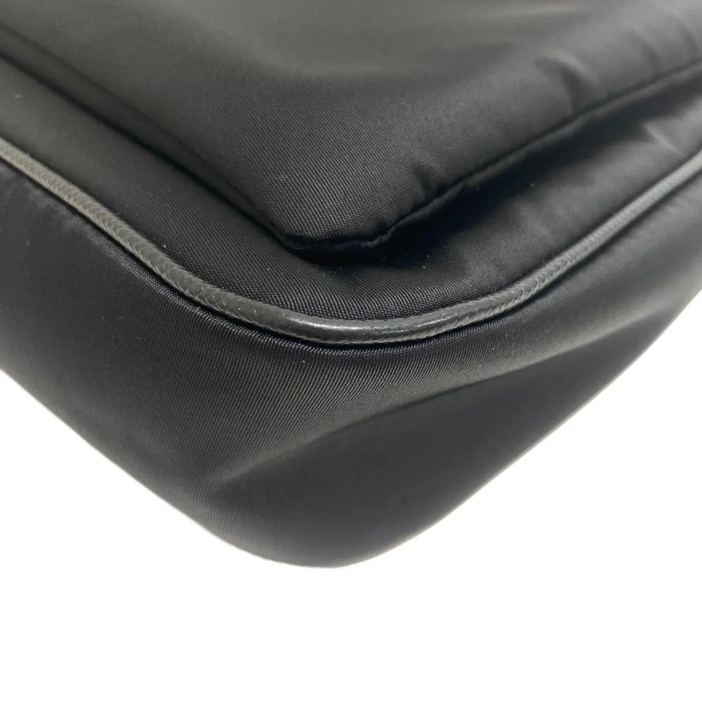 Pre-Owned PRADA 1BH168 Tessuto Triangle Plate Shoulder Bag Black Women's Z0006302 (Good)
