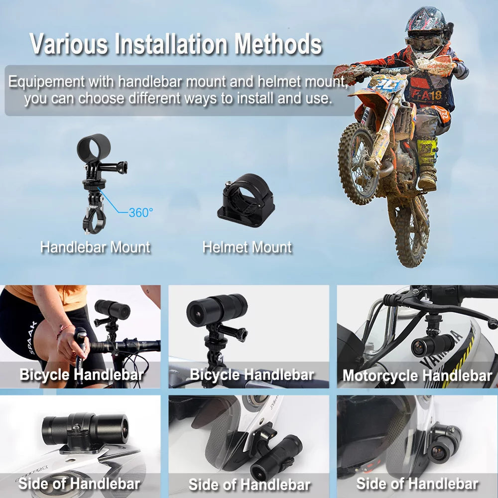 VSYSTO WiFi Helmet Camera with Remote Control, HD 1080P Bicycle Camera Waterproof Portable 150° Wide Angle Night Vision Lens Action Camera DVR, Loop Recording, G-Sensor
