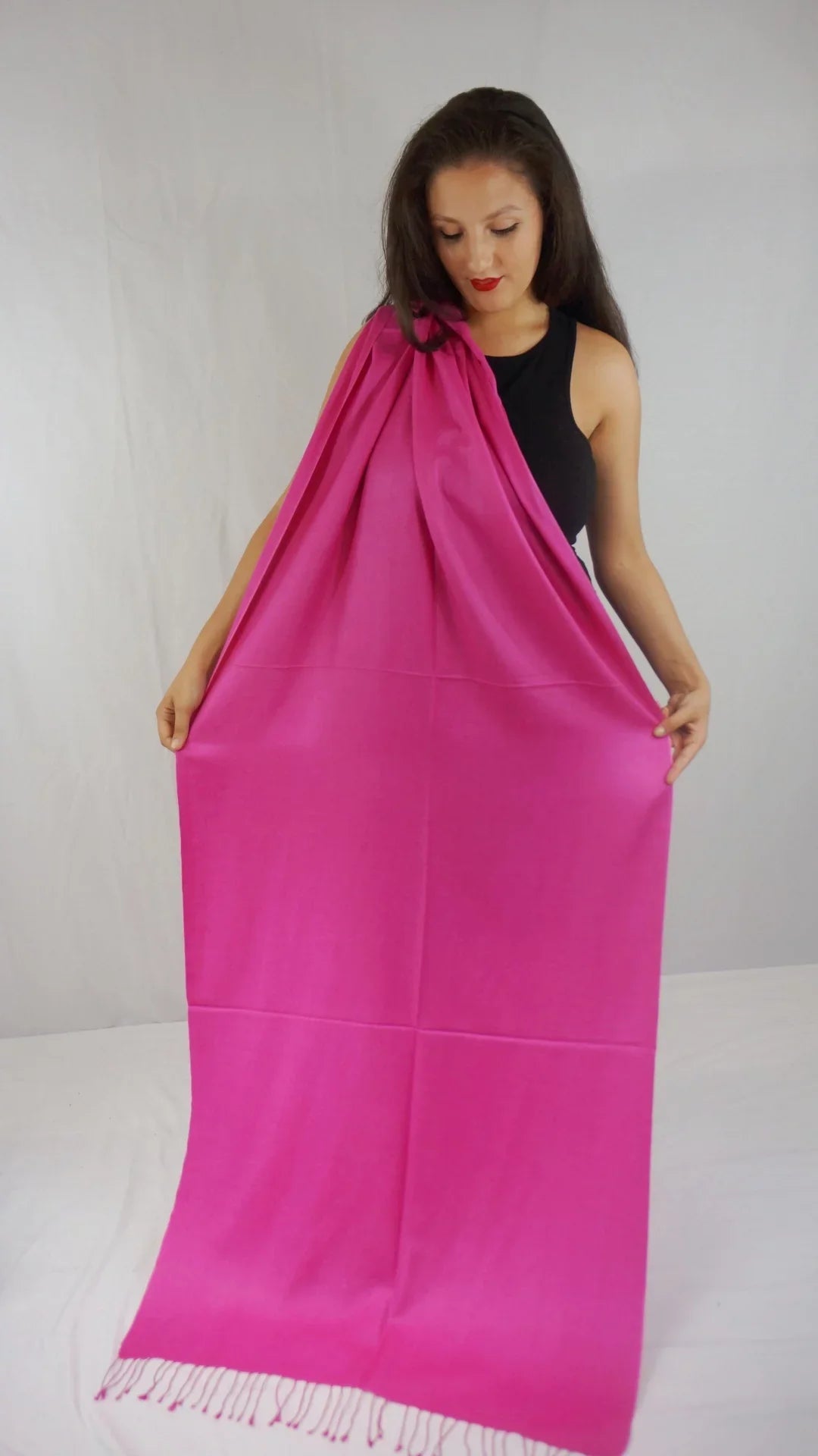 Shawl/Shawls/Scarf/Scarves/Wrap/Stole/Muffler/Cape/Ruana/Blanket/Throw/Pashmina Shawl/Cashmere Scarf/Wool/Silk (Hot Pink Regular Shawl)