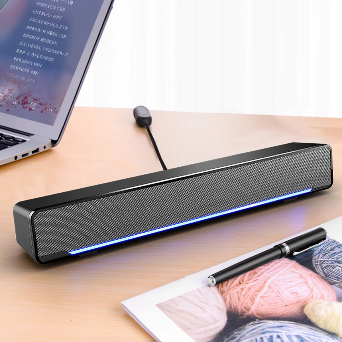 SADA V-196 USB Wired Computer Speaker Bar Stereo Subwoofer Powerful Player Bass Surround Sound Box 3.5mm Audio Input for PC Laptop Smartphone Tablet MP3 MP4