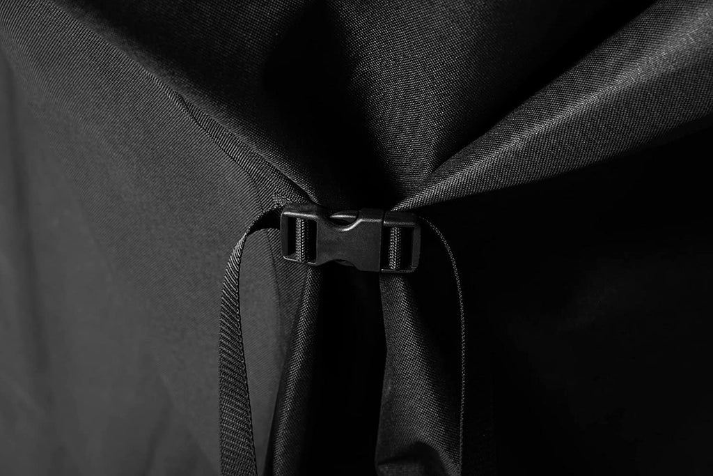 Water Resistant, Weather Resistant, Heavy Duty 600D Polyester Flat Top Gas Grill Shield with Cinch Straps, Black